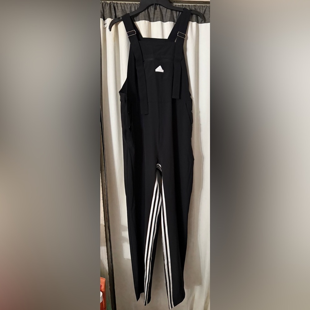 Adidas Black Jumpsuit with White Stripes